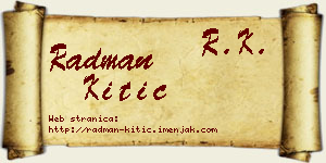 Radman Kitić vizit kartica